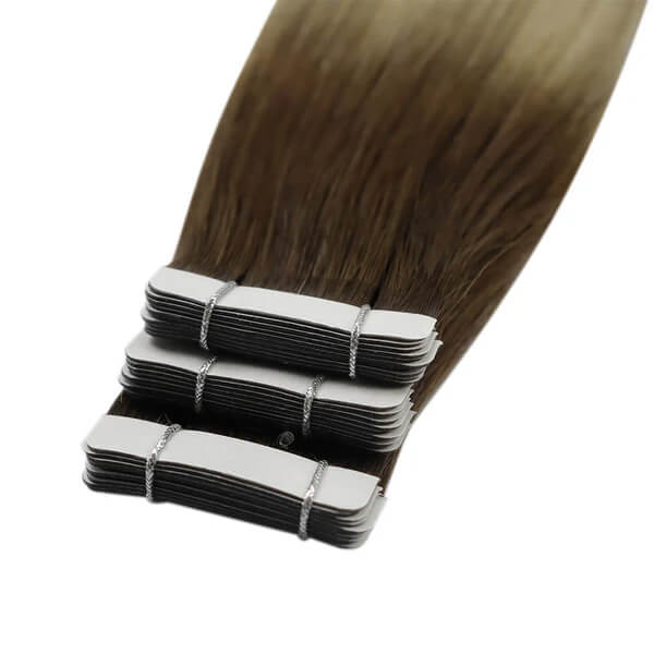 Moresoo 16 Inch 100_Virgin Tape in Hair Extensions Full Head Double Sided Skin Weft Natural Hair