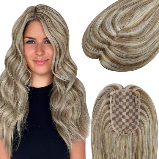 mono hair topper highlight brown mixed blonde