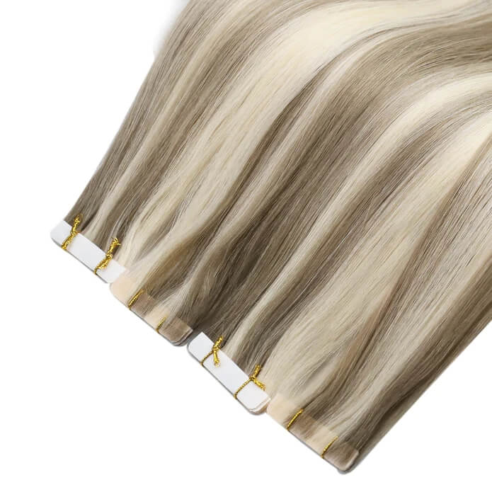 Load image into Gallery viewer, virgin real tape hair extensions-hair extensions length-professional hair extensions-diy hair extensions-natural hair extensions-hair extensions on very short hair
