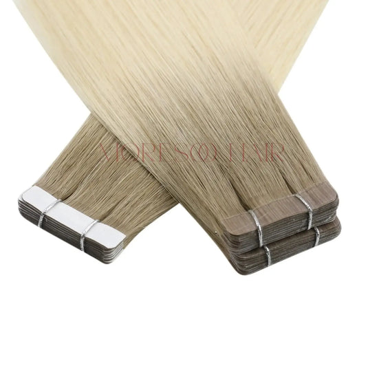 【New Color】Moresoo Virgin Tape In Hair Extensions 100% Brazilian Human Ombre Blonde Hair (