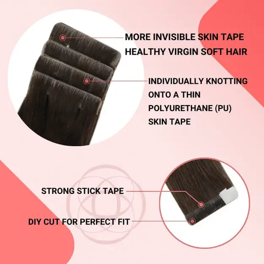 [New]Moresoo Virgin Injection Tape in Human Hair Extensions Copper Color (