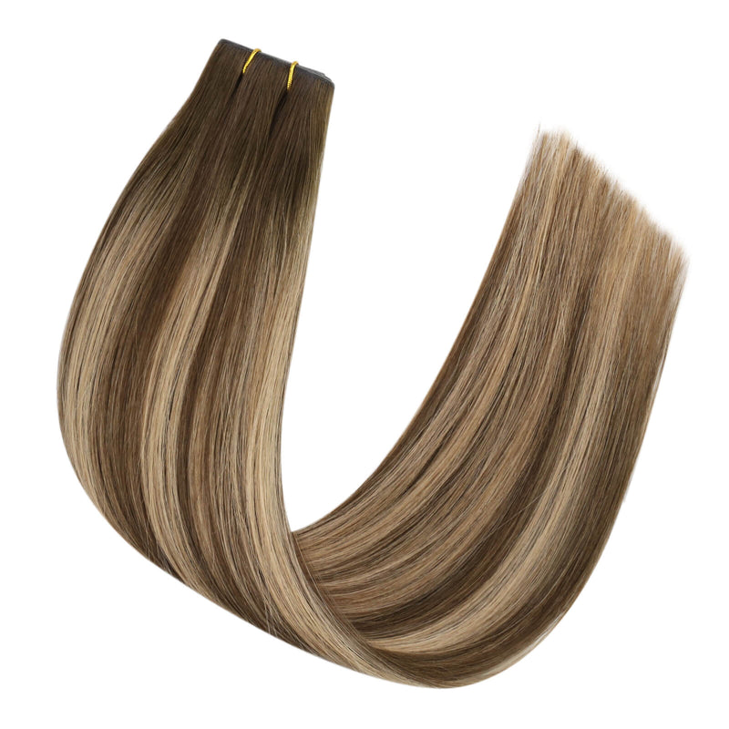 Load image into Gallery viewer, Moresoo PU Hole Flat Weft Virgin Human Hair Balayage Brown #4/27/4
