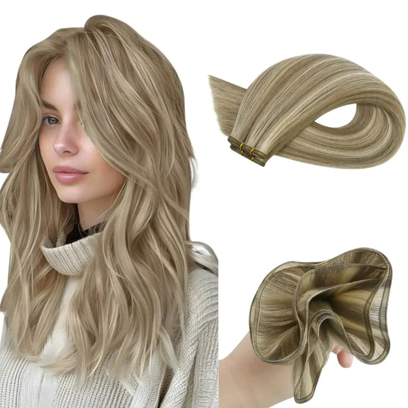 Load image into Gallery viewer, Moresoo Virgin Hair Weft  Sew In Flat Weft Human Hair Extensions Highlight Blonde (#P8/60)
