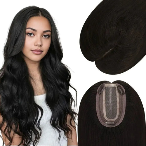 black hair topper straight soft hair  hair topper for thinning crown hair toppers for women hair pieces for women hair topper for thinning crown hair topper for women
 human hair topper




