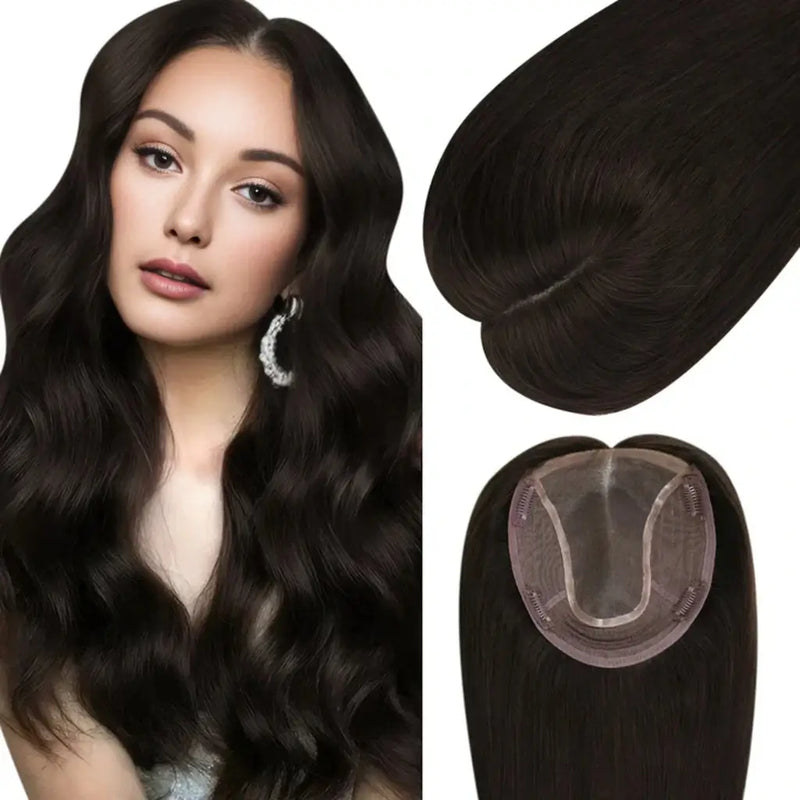 Load image into Gallery viewer, hair topper human hair for hair loss hair topper virgin human hair Moresoo hair topper virgin human hair brown straight suitable for thinning hair hair topper hair topper for thinning crown hair topper for women human hair topper hair piece topper hair best hair topper
