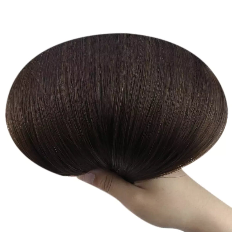 Load image into Gallery viewer, pu hole weft virgin hair extensions darkest brown straight humanhair
