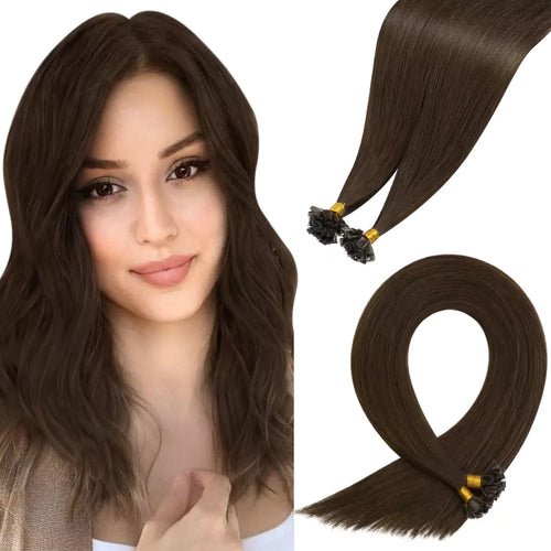 virgin human hair k tip extensions dark brown