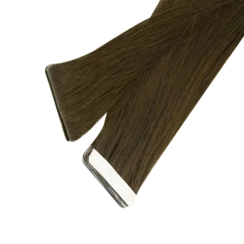 Load image into Gallery viewer, 22-inch seamless tape in extensions, medium brown hair extensions, high-quality 24-inch brown tape in extensions, 14-inch medium brown tape in hair, 16-inch invisible tape in extensions, smooth medium brown tape in hair, brown virgin hair extensions, 18-inch tape in extensions for brown hair
