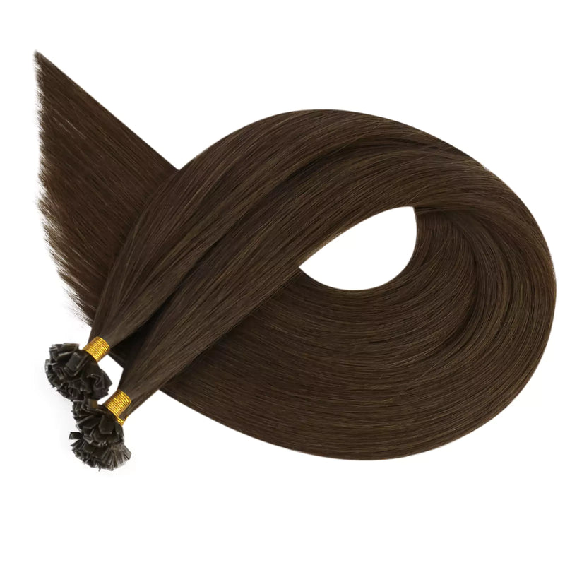 Load image into Gallery viewer, virgin k-tip professional human hair extensions dark brown
