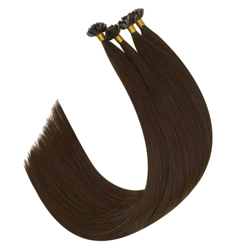 Load image into Gallery viewer, virgin k-tip human hair extensions dark brown solid color
