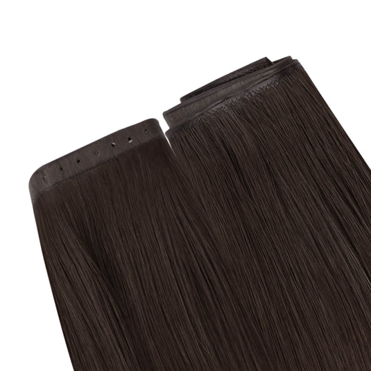 Moresoo PU Hole Flat Weft Virgin Human Hair Darkest Brown (