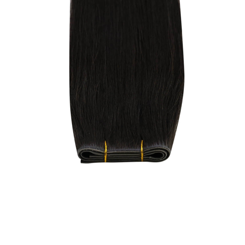 Load image into Gallery viewer, Moresoo PU Hole Flat Weft Virgin Human Hair Natural Black #1B
