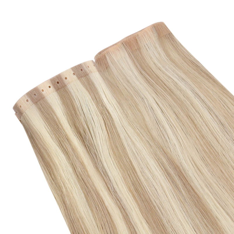 Load image into Gallery viewer, Moresoo PU Hole Flat Weft Virgin Human Hair Highlight Blonde #18/613
