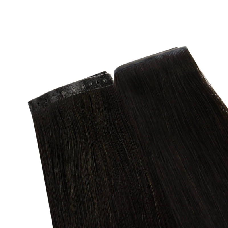 Load image into Gallery viewer, Moresoo PU Hole Flat Weft Virgin Human Hair Natural Black #1B
