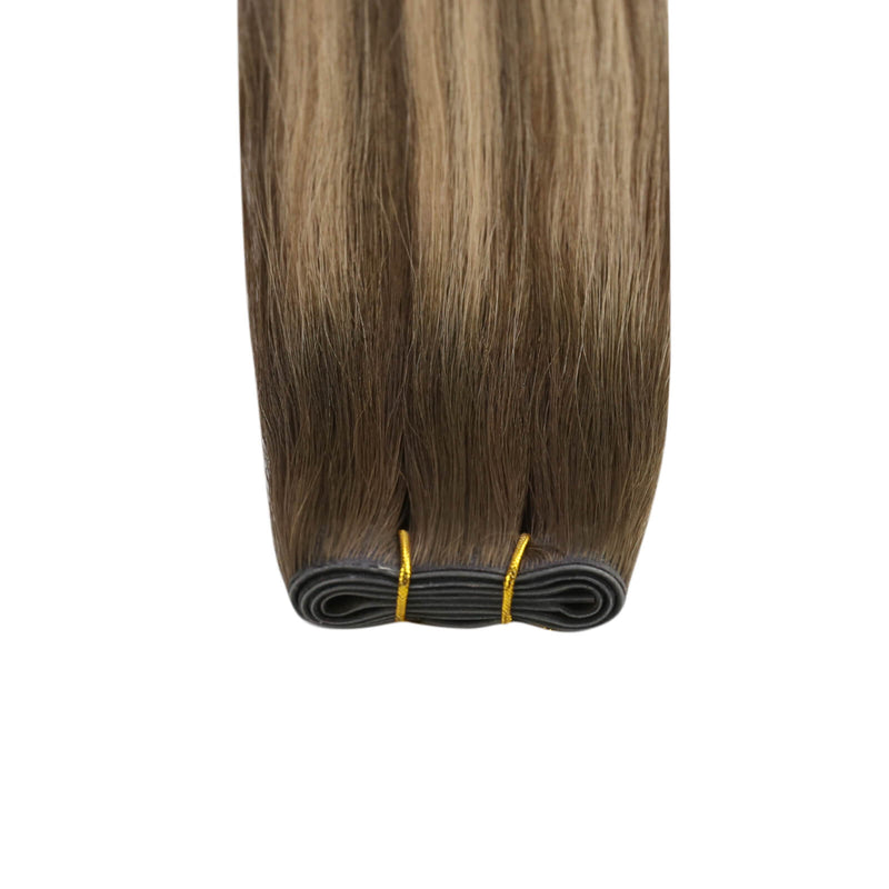 Load image into Gallery viewer, Moresoo PU Hole Flat Weft Virgin Human Hair Balayage Brown #4/27/4
