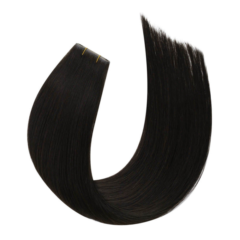 Load image into Gallery viewer, Moresoo PU Hole Flat Weft Virgin Human Hair Natural Black #1B
