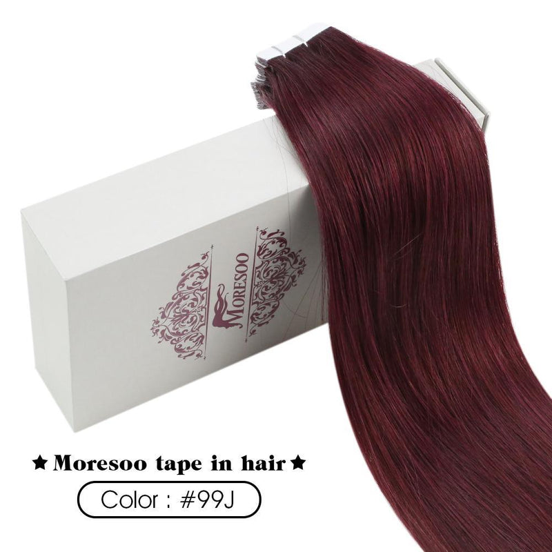 Load image into Gallery viewer, tape in wine red hair extensions human hair curly
