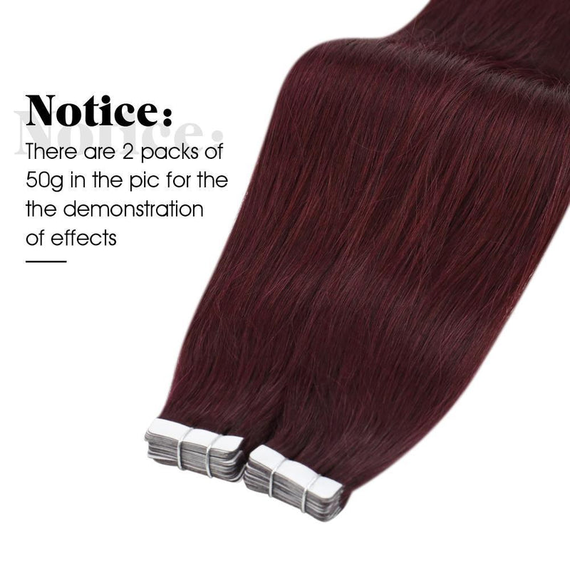 Load image into Gallery viewer, tape in wine red hair extensions human hair
