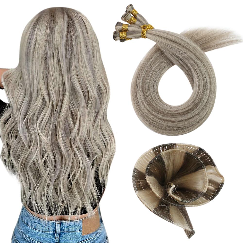 hand-made sew in hair weft，hand tied hair extensions,human hair,moresoo hair,hand tied hair extensions