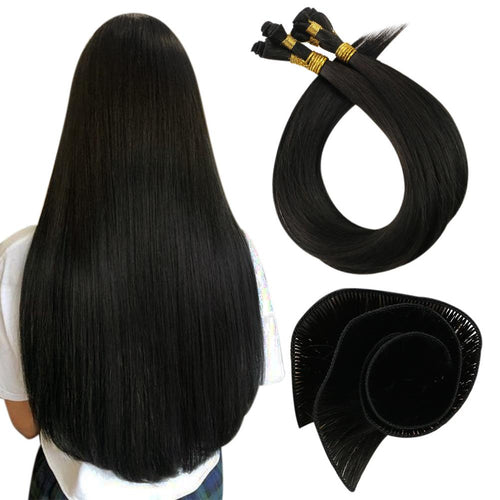 hand-made sew in hair weft，hand tied hair extensions,human hair,moresoo hair,black hair extensions