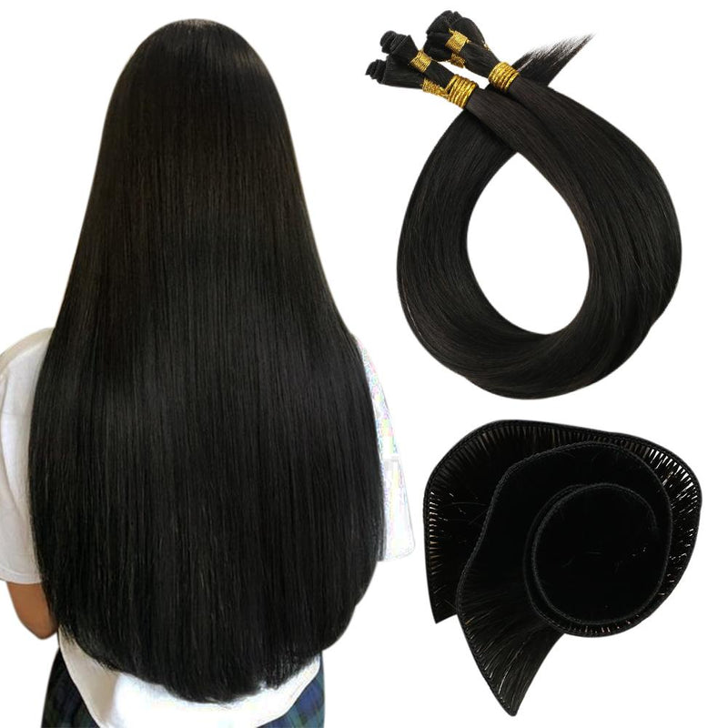 Load image into Gallery viewer, hand-made sew in hair weft，hand tied hair extensions,human hair,moresoo hair,black hair extensions
