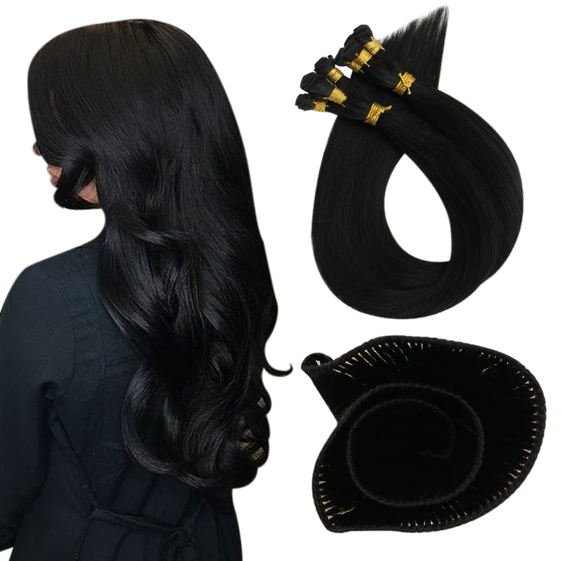 Load image into Gallery viewer, hand-made sew in hair weft，hand tied hair extensions,human hair,moresoo hair
