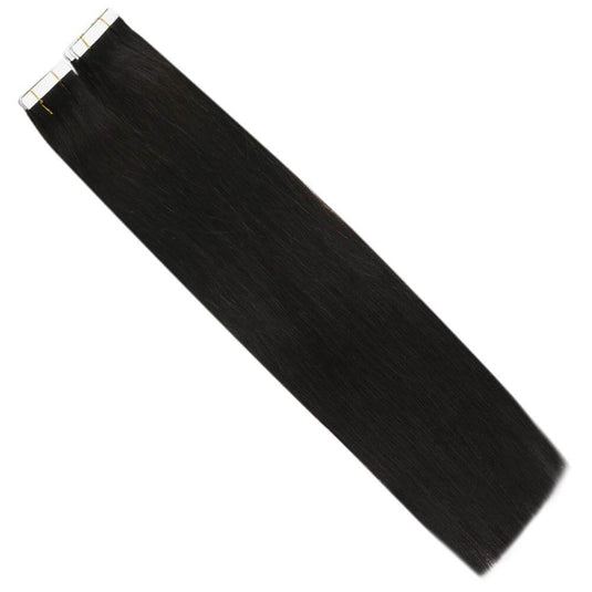 16-inch jet black tape in extensions, invisible jet black hair extensions, high-quality jet black tape in hair, smooth jet black tape in, 14-inch jet black extensions, salon-grade jet black hair extensions, 18-inch jet black tape in hair, long-lasting jet black tape in