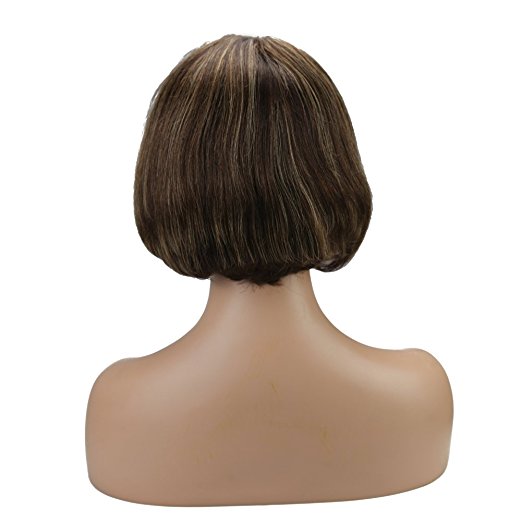 [Sale]Straight Brazilian Wig Mono Bob Blonde Highlights with Brown #P4/27)