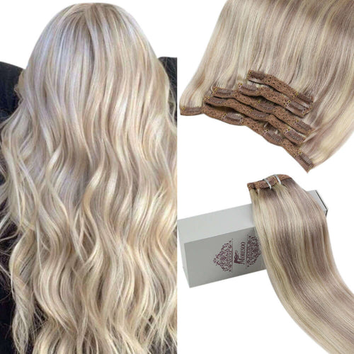 Double Weft Human Hair Extensions Clip In