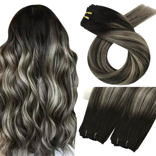 Silver black-best hair extensions for thin hair-16 inch hair extensions-extensions for hair-virgin hair-virgin hair bundles-real human hair extensions