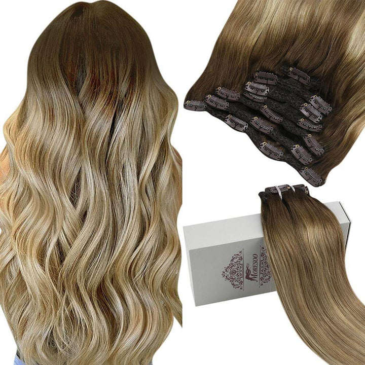 Moresoo® Human Hair Clip In Extensions Real Natural Hair Extensions Moresoo 3190