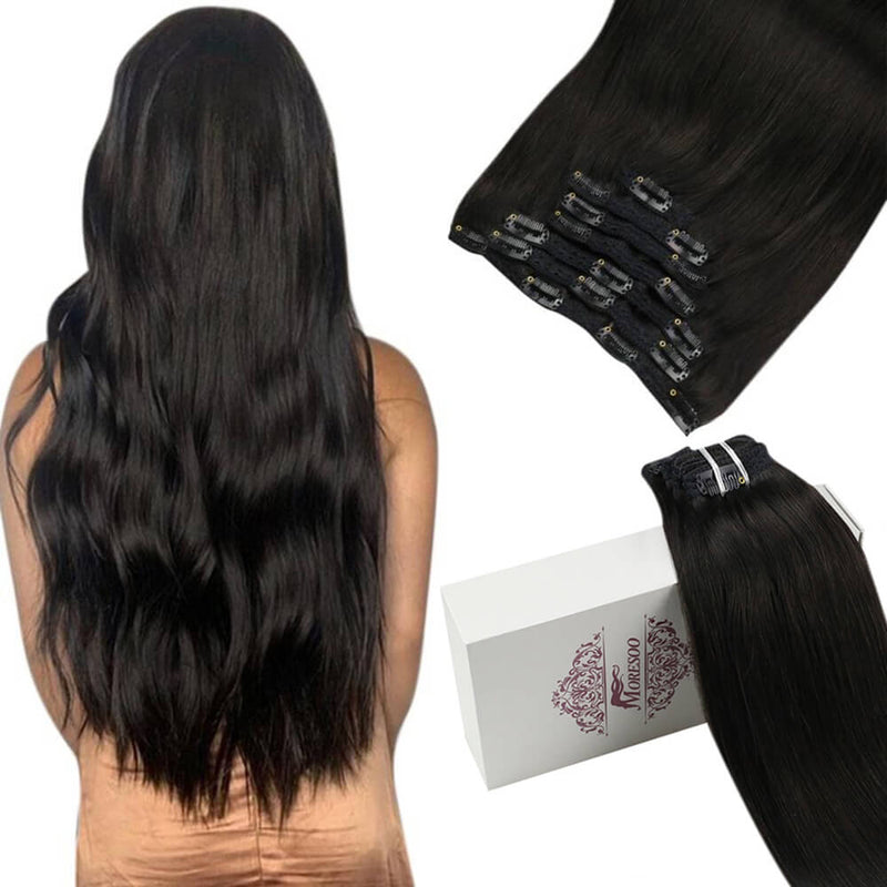 Load image into Gallery viewer, clip in real human hair extensions chocolate brown
