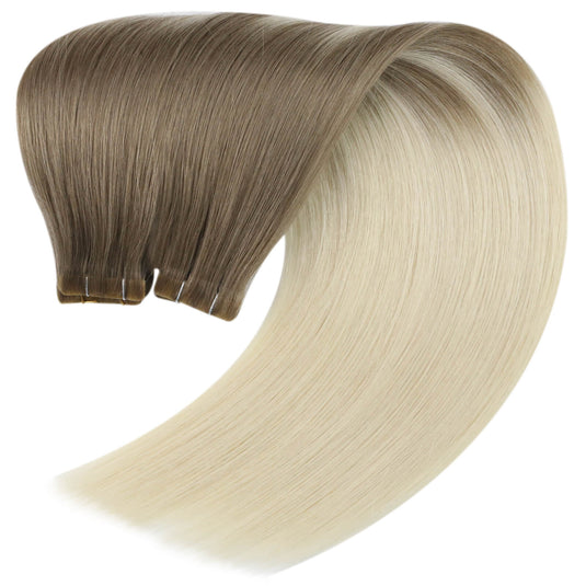 virgin russian hair tape extensions-brown to blonde-diy hair extensions-natural hair extensions-hair extensions on very short hair-hair extensions human hair