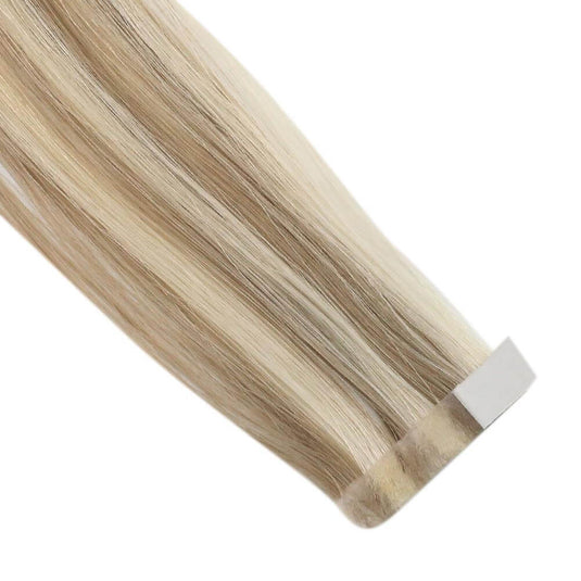 14-inch ombre blonde tape in hair extensions, invisible ombre blonde with pink tones, 16-inch ombre blonde extensions, high-quality ombre blonde and pink tape in, 18-inch ombre blonde tape in extensions, smooth ombre blonde hair extensions, 20-inch ombre blonde and pink tape in