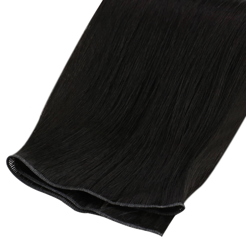 Load image into Gallery viewer, virgin genius weft hair extensions-Premium black hair extensions Genius Hair Weft natural black hair Best black human hair extensions Black human hair weft bundles Black long hair extensions Genius Hair Weft long hair
