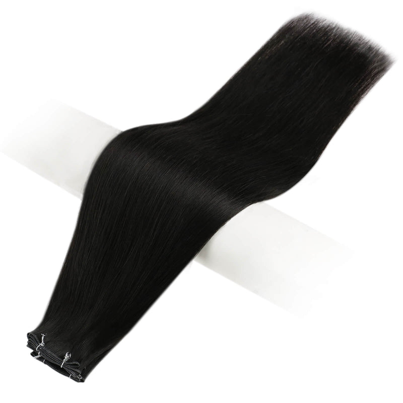 Load image into Gallery viewer, virgin genius weft huamn hair-Natural black hair extensions Real human hair weft Best black hair extensions Remy hair weft Virgin black hair extensions Natural black bundle Genius Hair Weft extensions Black hair weft bundles  Seamless black hair extensions
