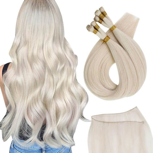 hand-made sew in hair weft，hand tied hair extensions,human hair,moresoo hair,blonde hair extensions