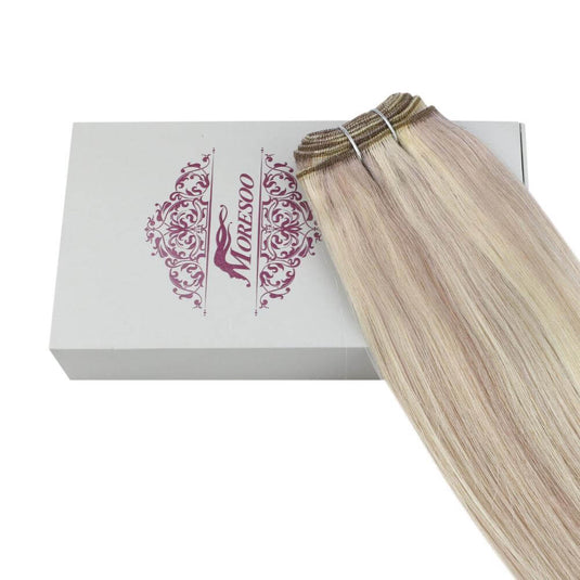 real huamn hair-light blond hair-fair hair-blonde hair extensions-best extensions for thin hair-r-weft-weft hair extensions