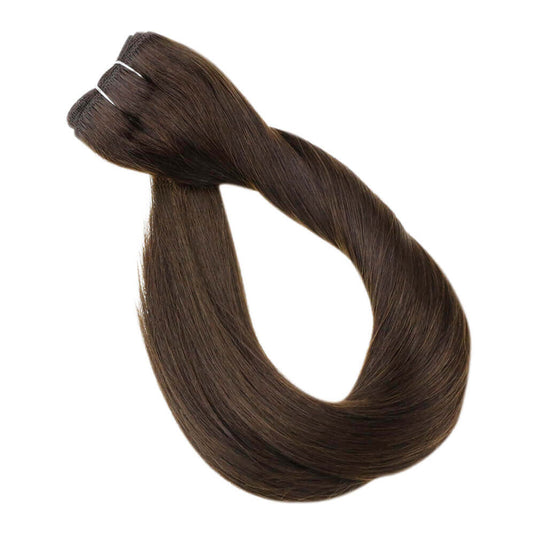 dark brown sew in weft hair-hair extensions length-professional hair extensions-diy hair extensions-natural hair extensions-hair extensions on very short hair