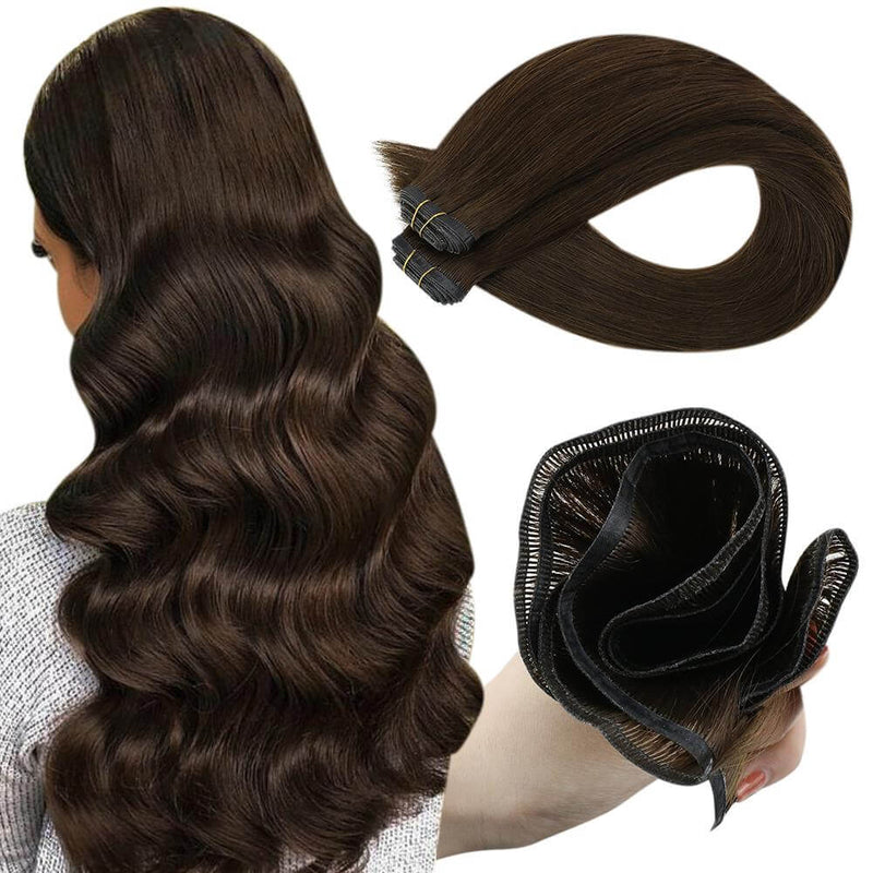 Load image into Gallery viewer, virgin pu weft hair chocolate brown chestnut brown hair hair extension- hair extension lengths-extension hair-weft-weft hair extensions-weft extensions-hair weft-hair weft extensions

