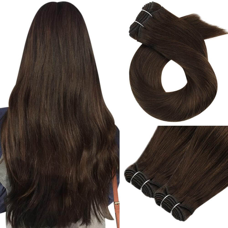 Load image into Gallery viewer, chocolate brown virgin weft-natural hair extensions-hair extensions on very short hair-hair extensions human hair-best hair extensions for thin hair
