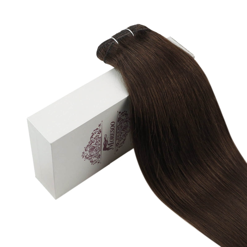 Load image into Gallery viewer, chocolate brown virgin weft human hair-seamless hair extensions-great lengths hair extensions-18 inch hair extensions-what are hair extensions
