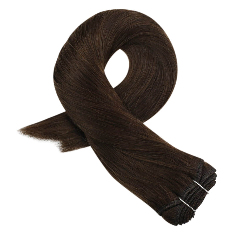 Load image into Gallery viewer, chocolate brown virgin weft real human hair-hair extensions length-professional hair extensions-diy hair extensions-natural hair extensions-hair extensions on very short hair
