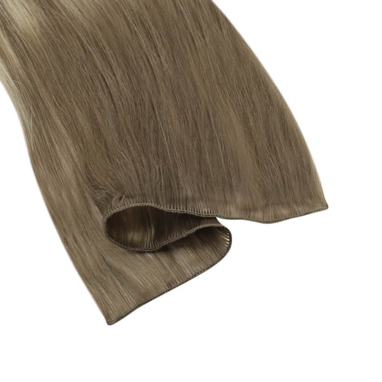 hand tied hair extensions,hand tied hair,blonde highlights,moresoo hair extensions,sew in hair extensions